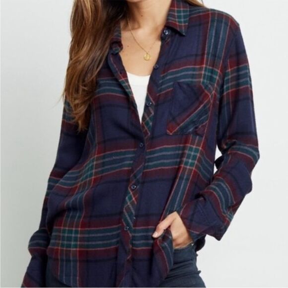 Rails Hunter Marine Rose Teal Plaid Flannel Shirt s - Picture 10 of 11